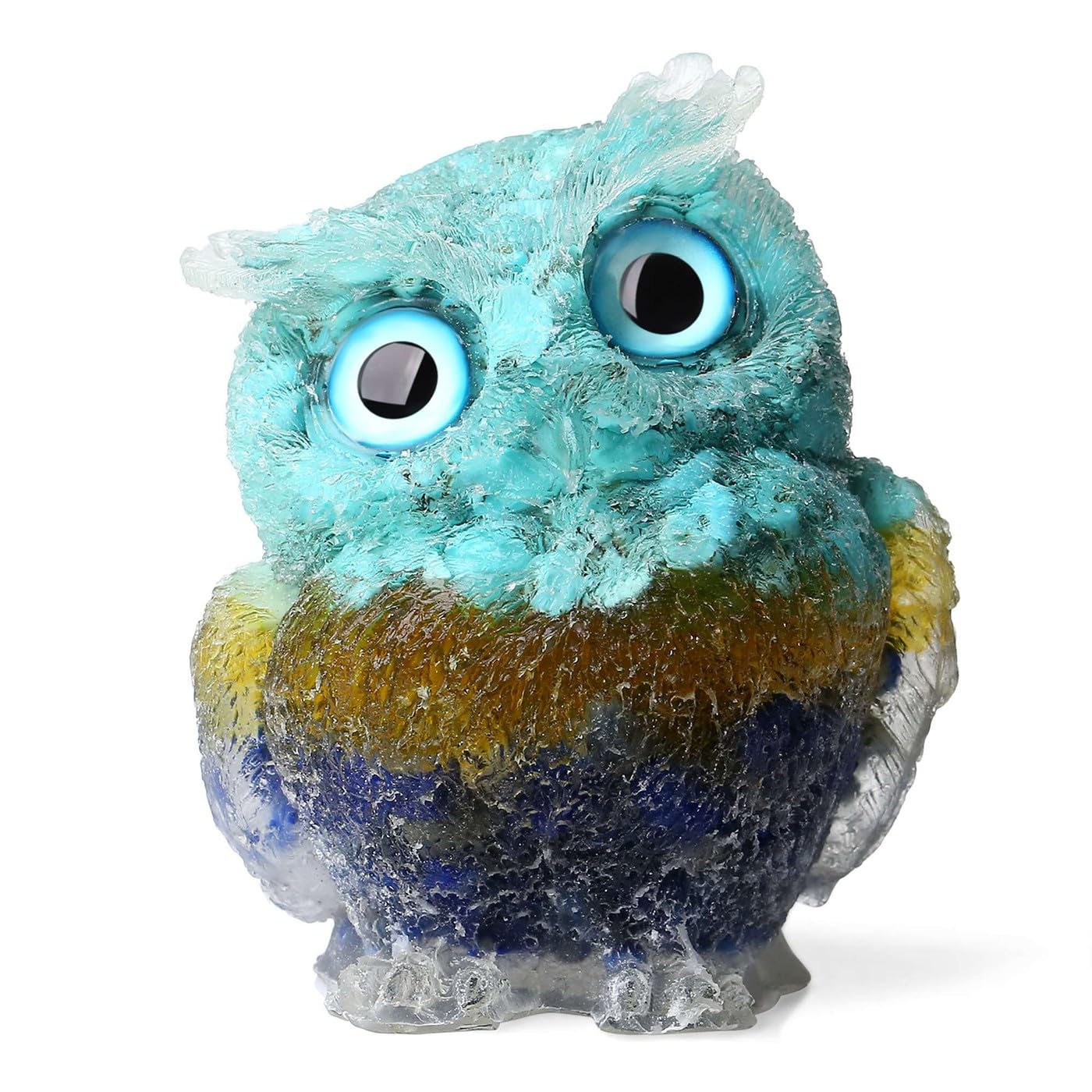 LAIDANLA Aquamarine 2.4" Owl Statue Natural Healing Crystal Cute Owl Animal Figurine Pocket Sculpture Reiki Spiritual Energy Gemstone Home Office Room Desk Decor Gifts for Women Men