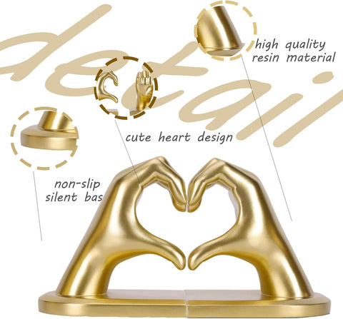 Gold Book Ends with Anti-Slip Unique Bookends for Shelves Heavy Books, Book Stopper for Shelves Books Magazines Home Office Decor