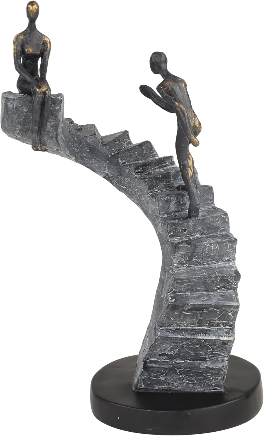 Deco 79 Polystone People Decorative Sculpture Home Decor Statue with Stairs, Accent Figurine 8" x 3" x 14", Black