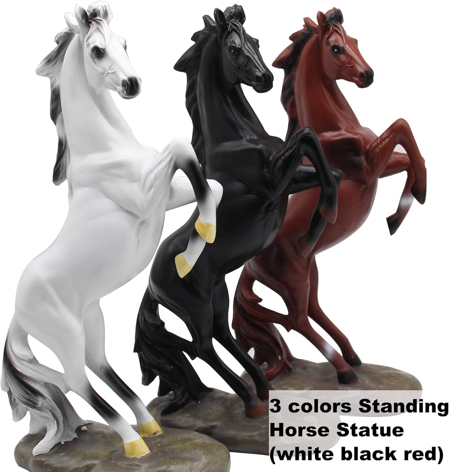 13.8''H Standing Horse Resin Statue, Horse Art Figurine Decorative Home & Office Decor Ornaments for Desk Bookshelf Wine Cabinet to Attract Luck and Wealth (Golden)