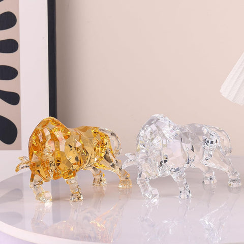 Bull Statue Feng Shui Wall Street Bull Statue, Stock Market Charging Bull Sculpture Office Desk Decorative, Gold Bull Figurines for Tv Stand Knick Knacks Home Decor for Shelves para