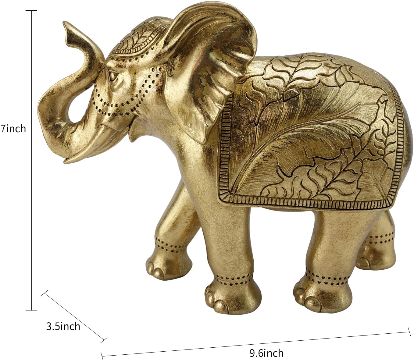 Elephant Statue for Home Decor Gold 9.2IN,Elephant Statues for Table Deskr-Elephant Decor for Living Room-Indoor Elephant Gift for Relaxation Meditation or Shrine