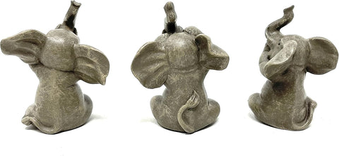 Baby Elephants See No Evil, Hear No Evil Resin Statue Figurine Home Decorative Accent Decor