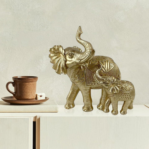 Elephant Statue for Home Decor Gold 9.2IN,Elephant Statues for Table Deskr-Elephant Decor for Living Room-Indoor Elephant Gift for Relaxation Meditation or Shrine