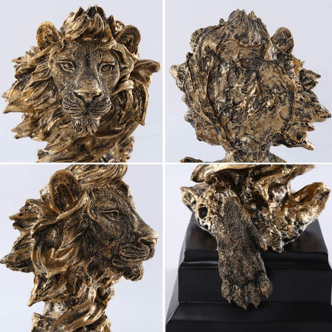 Sandstone Lion - The King of Beasts - Statue Decoration for Home/Study/Living Room, Great Collectible Figurines, Best Gift for The Man, Golden Color (HH17-D2)