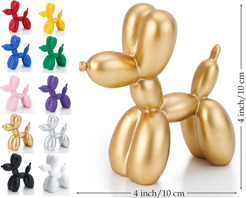 Shiny Balloon Dog Statue Decor, 4 inch Electroplate Gold Balloon Dog Animal Sculpture, Small Nick Nacks for Shelf Decor, Small Eclectic Decor Desktop, Vibrant Balloon Dog