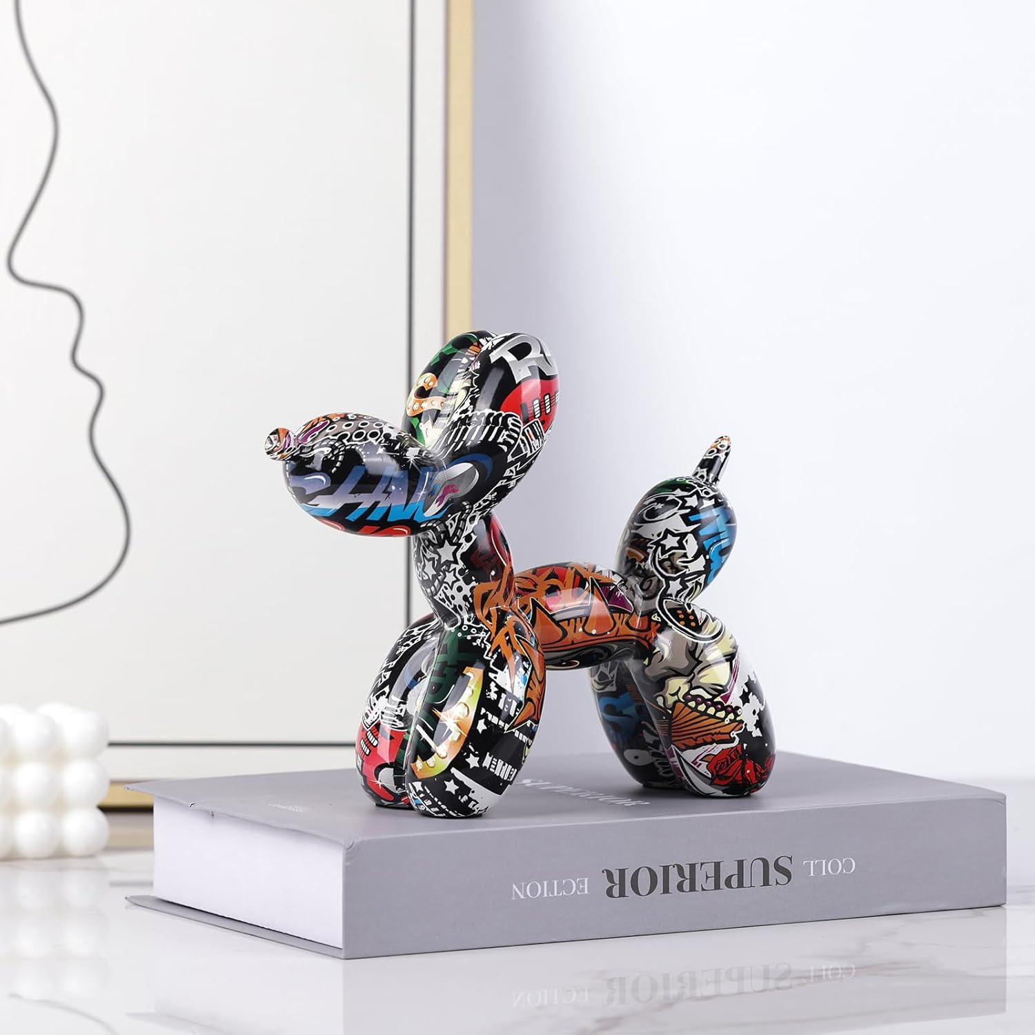 Creative Balloon Dog Sculpture Modern Home Decoration Trendy Animal Art Ornaments Collection Figurine Bedroom Living Room Office Desktop Resin Decors