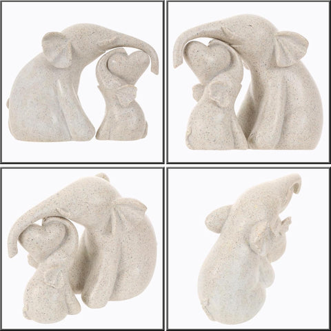 Cute Rock Sand Elephant Figurines Good Luck Elephant with The Baby Home Décor for Shelf Good Gifts for Women Animal Lovers Decoration for Living Room, Bedroom, Office