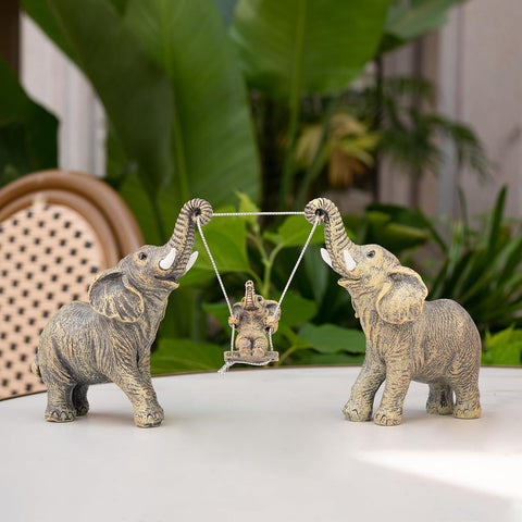 Elephant Statue For Home Decor.Elephant Gifts For Women,Mom.Elephant Decor For Living Room,Office,Shelf Decorations.Elephant Figurines Bring Good Luck,Love.Elephant Table Centerpiece Ornaments.