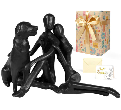 Anniversary Wedding Gifts for Couple/Her - Romantic Couple Statue in Love, Black Metal Figurine Sweet Loving Together Iron Sculpture Decor, Gifts for Wife Husband Birthday