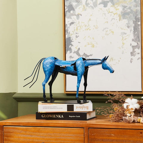 Horse Statue Décor Artwork, 24" H Handmade Metal Pegasus Greek Flying Horse Sculpture, Hand-Painted Animal Figurines for Home Living Room Office (Brown with Wings)