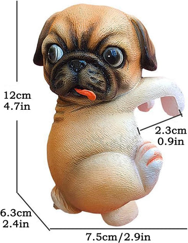 orenm Miniature Garden and Vase Hugger,Funny fplanter Pot Hanging Animals Edge Decoration,for Bonsai pots Planters Climbing Sculpture Indoor and Outdoor Decor Hanging Statue(Hanging Sculpture-Pug)