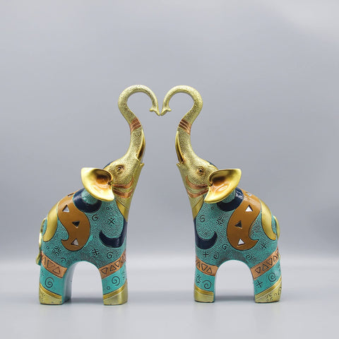 Good Luck Elephant Decor for Home, Large Gold Elephant Statue for Home Decor, Small Elephant Figurines and Statues (2 Pcs Medium)