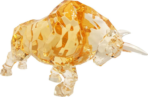 FengShui Wall Street Bull Statue Acrylic Bull Figurine Sculpture Home Office Desk Decorative Ornament 8.7''L (Amber)