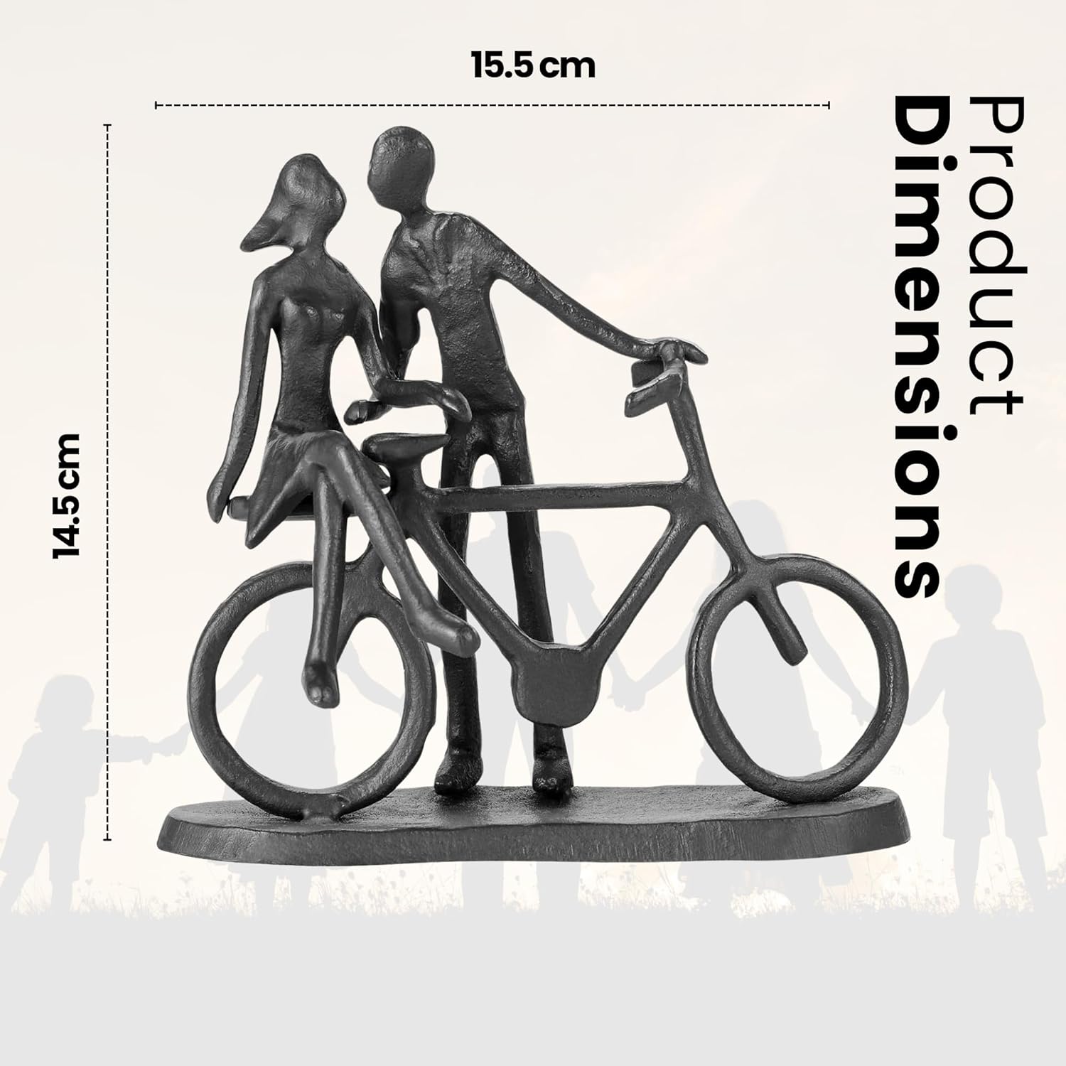 Bicycle Themed Gifts - Bike Couple Figurine Statue Black Hand Sculptures for Living Room Bicycle Wall Decor Iron Love Sculpture