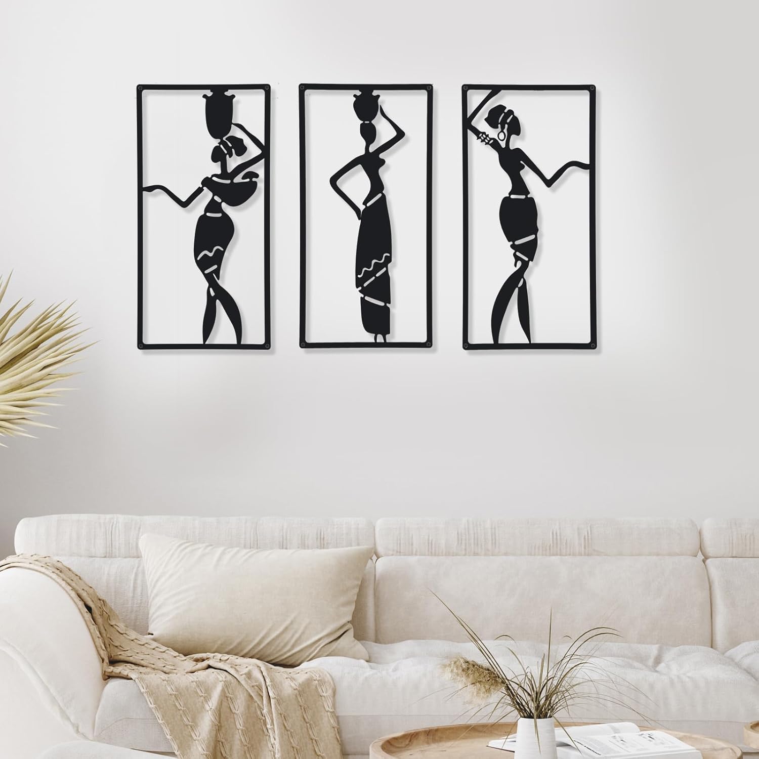 CHENGU 3 Pieces Metal Minimalist Abstract Woman Wall Art Line Drawing Wall Art Decor Single Line Female Home Hanging for Kitchen Bathroom Living Room(Artistic Body)