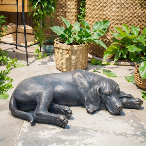 Garden Statue Outdoor Decorations Dog-Figurine – 19inch Black Labrador décor Garden Sculpture Statue Sitting Statue Resin Sculpture for Patio Lawn Yard Porch Garden 12.25L*8.25W*19H