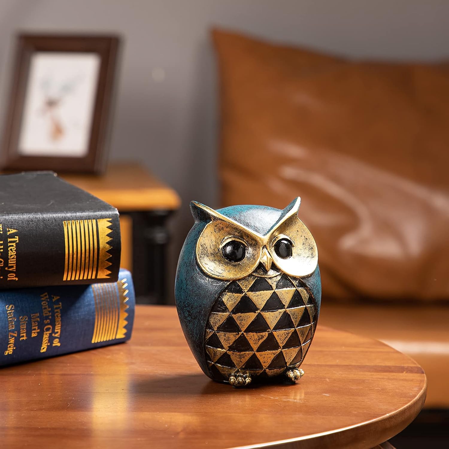 Leekung Owl Statue Home Decor,Owl Figurines for Bookshelf Bedroom Living Room Office TV Stand Decorations,Owl décor Animal Sculptures Gift for Birds Lovers