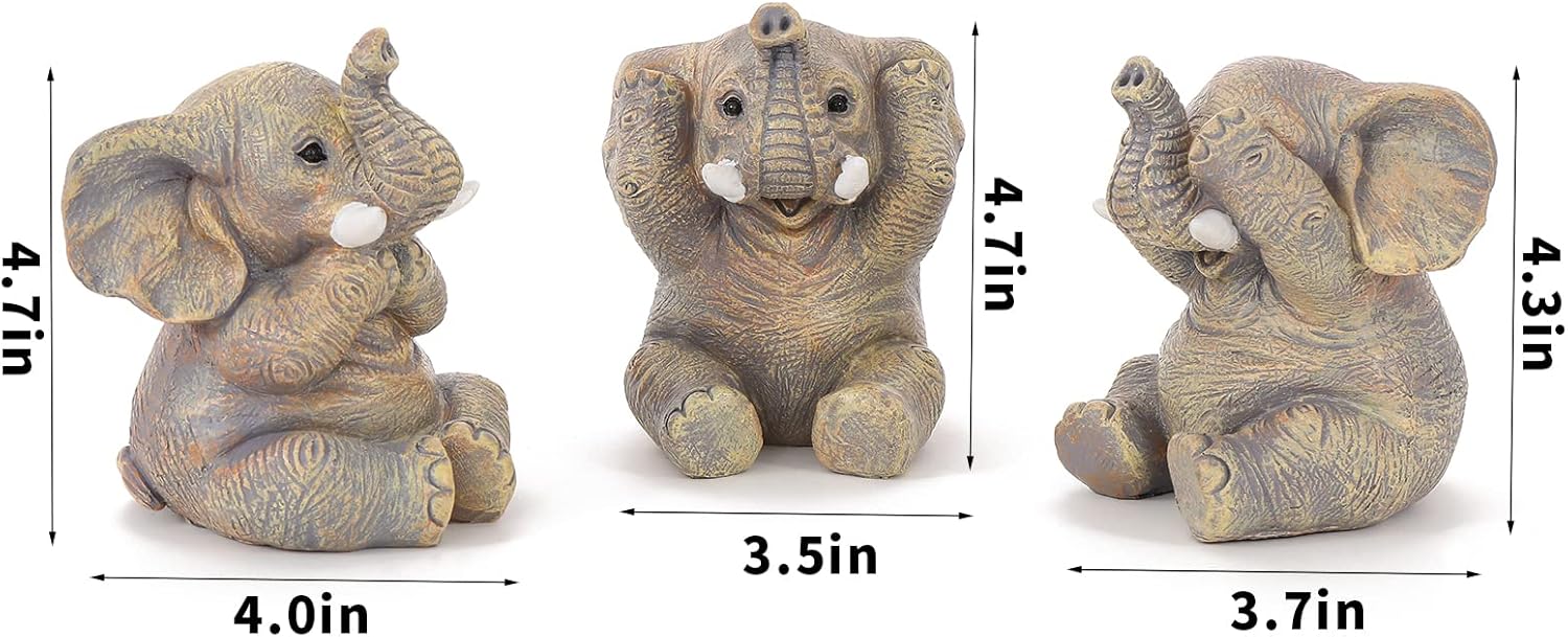 Cute Elephant Statue Home Décor Good Luck Elephant Carries Three Calves on Its Back Figurines Décor for Shelf Good Gifts for Women Decoration for Living Room, Bedroom, Office