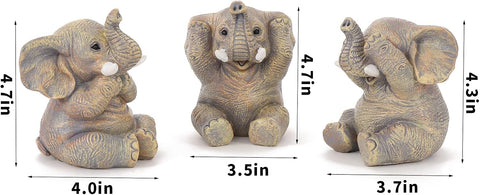 Cute Elephant Statue Home Décor Good Luck Elephant Carries Three Calves on Its Back Figurines Décor for Shelf Good Gifts for Women Decoration for Living Room, Bedroom, Office