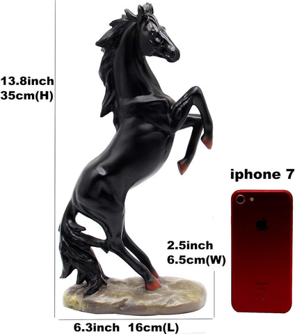 13.8''H Standing Horse Resin Statue, Horse Art Figurine Decorative Home & Office Decor Ornaments for Desk Bookshelf Wine Cabinet to Attract Luck and Wealth (Golden)