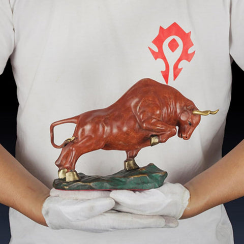 Bronze Bull Sculpture - Pure Copper Charging Bull/Cow/Ox Figure and Statue Handmand Collectable Art Decor - Raging Bull Figurine for Office& Home Decorations and Gift (L:8.3in Red)