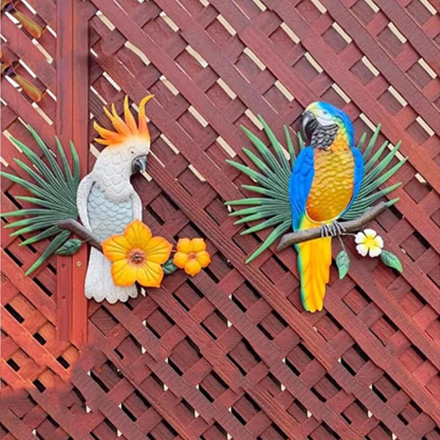 Outdoor Metal Wall Art Parrot Decor for Outside Bird Wall Decor Patio Wall Fence Garden Home Decoration 11 Inch