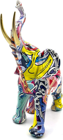 Colorful Art Elephant Statue Sculpture Figurine Collectible Gift Idea Home Decor Desktop Decoration (Large)