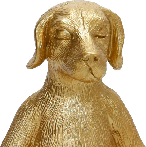 7" Yoga Meditation Dog Figurine - Gold Polyresin Decorative Statue for Home, Office, Patio, Garden, Indoor Decor, Yoga Studio, Yogi Gift Idea