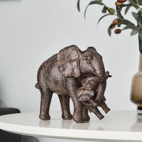 Home Decor Elephant Statue, Rustic Gold Coffee Tabel Bookshelf Decor Acctens, Elephant Decoration for Good Luck, Mom Gifts, Home Living Room Bedroom Office Decorations (Rustic Gold Elephant)