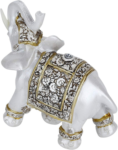 Wealth Elephant Statue,White Retro uropean Style Resin Lucky Feng Shui Lucky Elegant Figurine Elephant Statue Collectible for Home Office Car Decoration