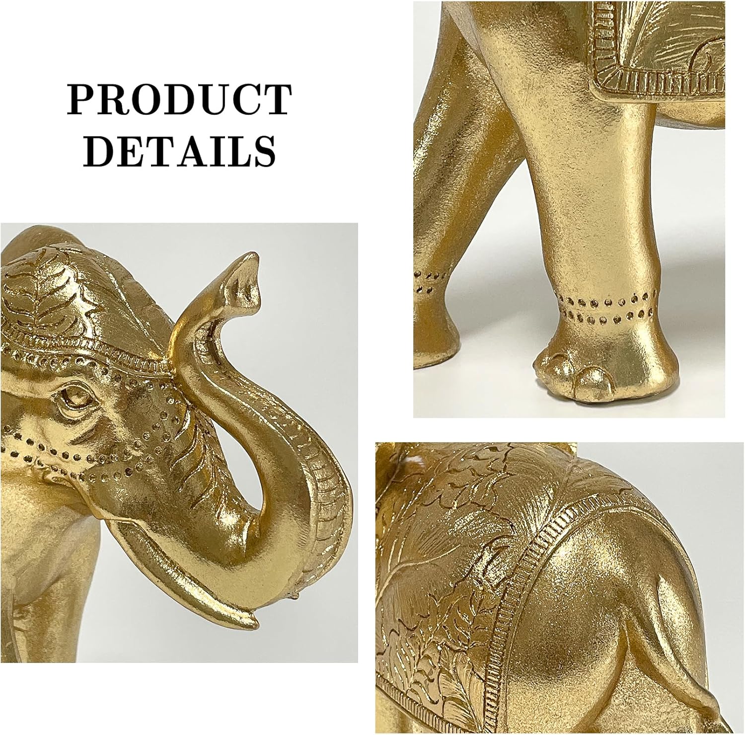 Elephant Statue for Home Decor Gold 9.2IN,Elephant Statues for Table Deskr-Elephant Decor for Living Room-Indoor Elephant Gift for Relaxation Meditation or Shrine