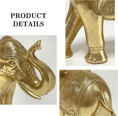 Elephant Statue for Home Decor Gold 9.2IN,Elephant Statues for Table Deskr-Elephant Decor for Living Room-Indoor Elephant Gift for Relaxation Meditation or Shrine