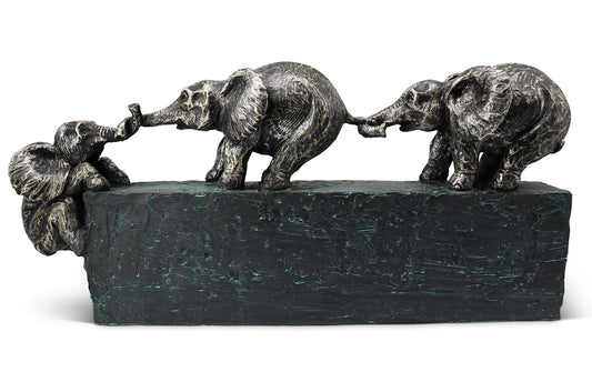 Sculpture “Family Ties” - Timeless Symbol of Family & Team Togetherness - Ornament 17 inch Long - Statue Elephant as a Gift or Decoration - Elephants Stronger Together 2560