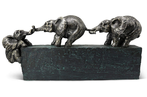 Sculpture “Family Ties” - Timeless Symbol of Family & Team Togetherness - Ornament 17 inch Long - Statue Elephant as a Gift or Decoration - Elephants Stronger Together