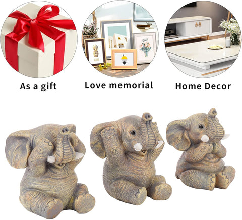 Cute Elephant Statue Home Décor Good Luck Elephant Carries Three Calves on Its Back Figurines Décor for Shelf Good Gifts for Women Decoration for Living Room, Bedroom, Office