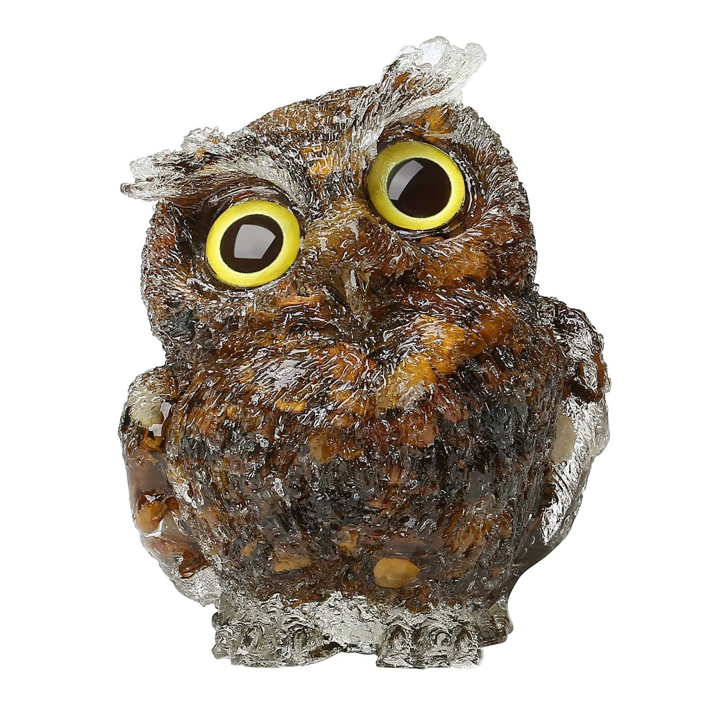 LAIDANLA Aquamarine 2.4" Owl Statue Natural Healing Crystal Cute Owl Animal Figurine Pocket Sculpture Reiki Spiritual Energy Gemstone Home Office Room Desk Decor Gifts for Women Men