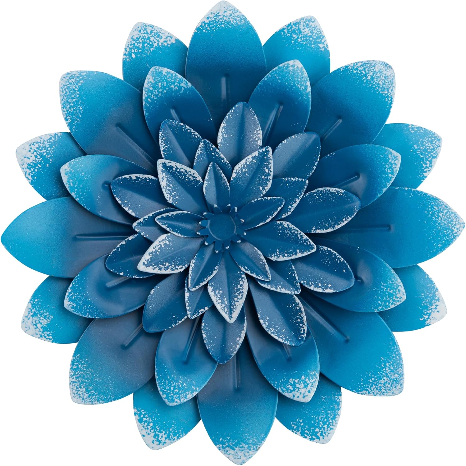 Everydecor Succulent Metal Flowers Wall Decor – Blue, Hand Painted, 3D Flower Art Decoration for Living Room, Bedroom, Kitchen, Bathroom - Floral Decor for Indoor & Outdoor Use