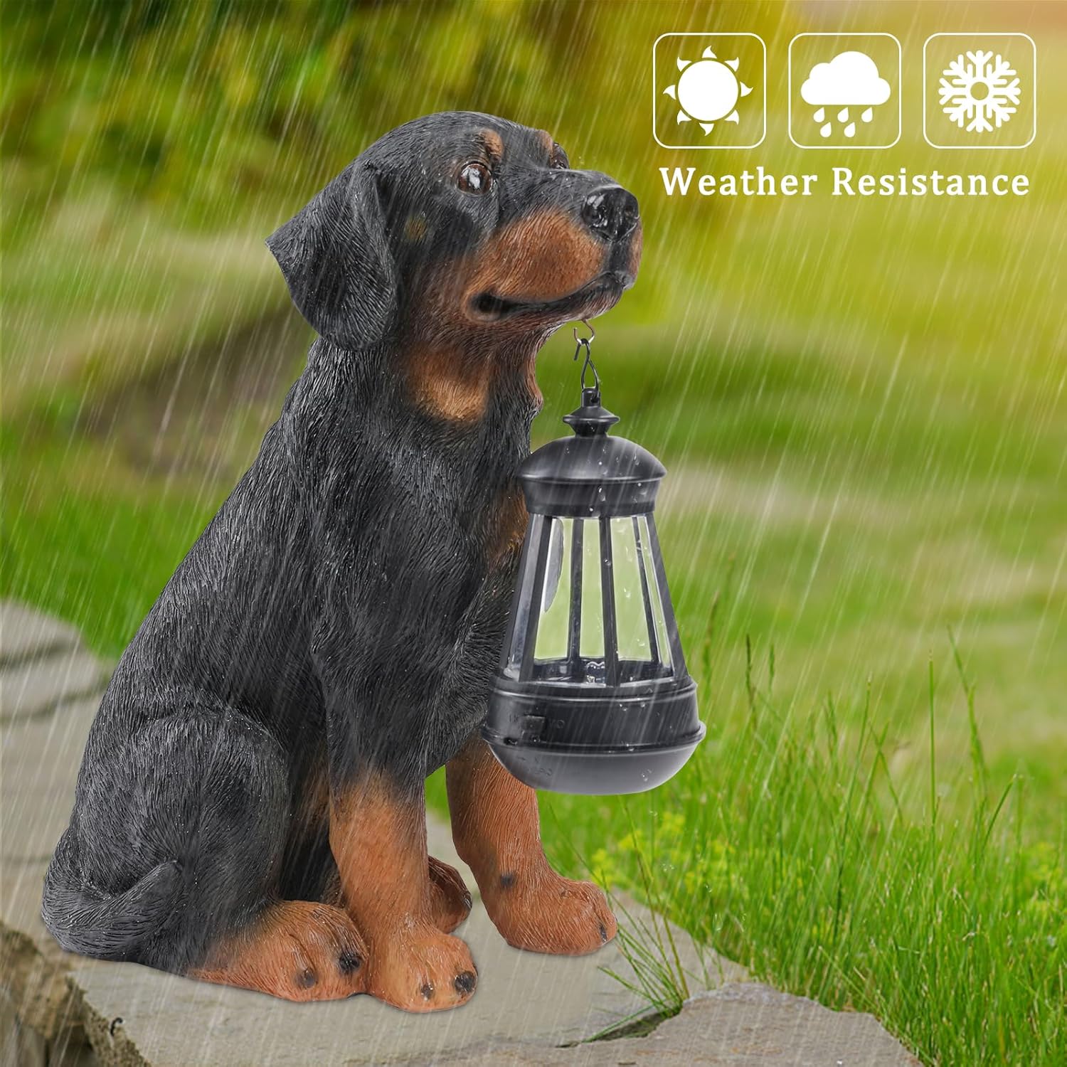 Garden Dog Statues Outdoor Decor, 13" Solar Powered LED Lights Outdoor Statue Garden Decorations Puppy Figurine for Patio, Lawn, Yard Art Decoration, Housewarming Garden Gift