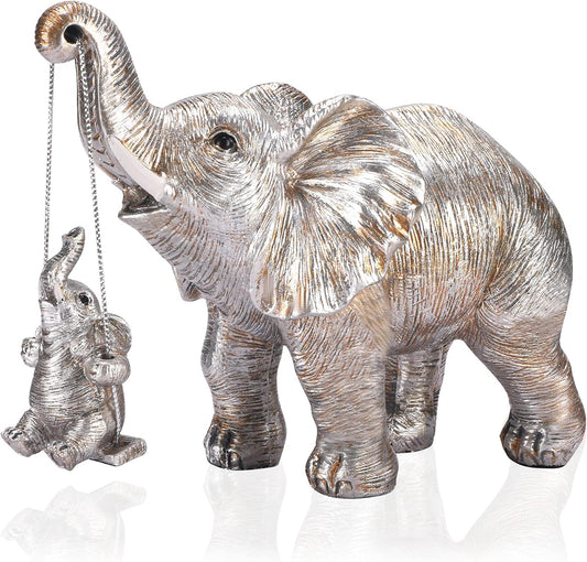 Elephant Statue. Elephant Decor Brings Good Luck, Health, Strength. Elephant Gifts for Women, Mom Gifts. Decorations Applicable Home, Office, Bookshelf TV Stand, Shelf, Living Room - Silver 1500