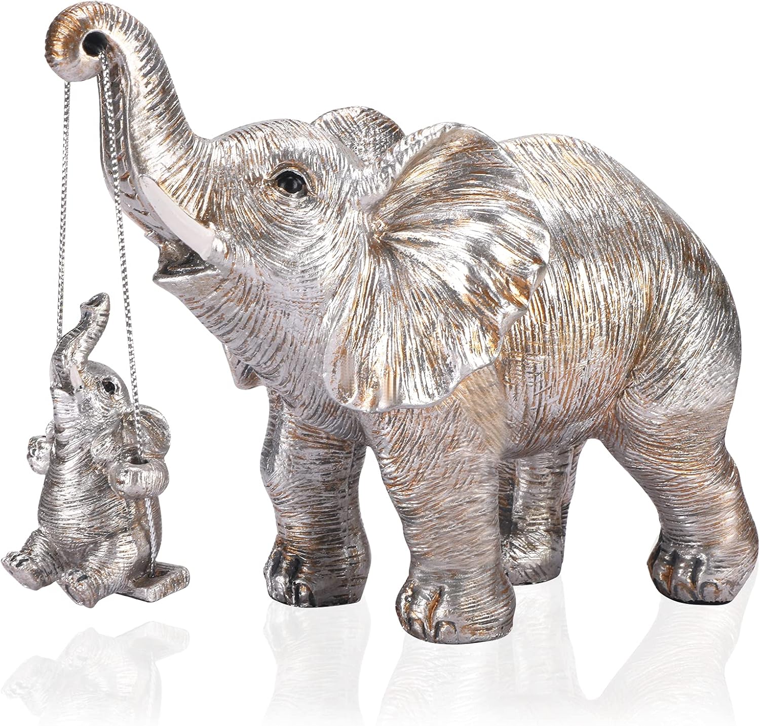 Elephant Statue. Elephant Decor Brings Good Luck, Health, Strength. Elephant Gifts for Women, Mom Gifts. Decorations Applicable Home, Office, Bookshelf TV Stand, Shelf, Living Room - Silver