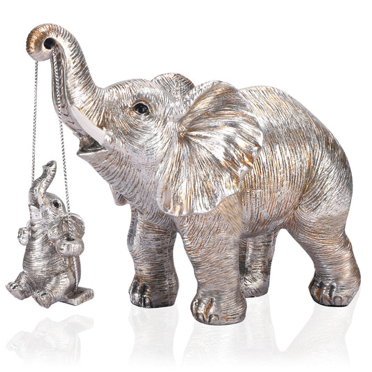 Elephant Statue. Elephant Decor Brings Good Luck, Health, Strength. Elephant Gifts for Women, Mom Gifts. Decorations Applicable Home, Office, Bookshelf TV Stand, Shelf, Living Room - Silver 1600