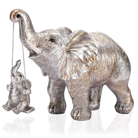 Elephant Statue. Elephant Decor Brings Good Luck, Health, Strength. Elephant Gifts for Women, Mom Gifts. Decorations Applicable Home, Office, Bookshelf TV Stand, Shelf, Living Room - Silver