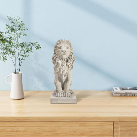 SIMON'S SHOP Lion Statues and Bookends, Beige Lion Sculptures for Mantel, Table Shelf Decor, 13'' Tall