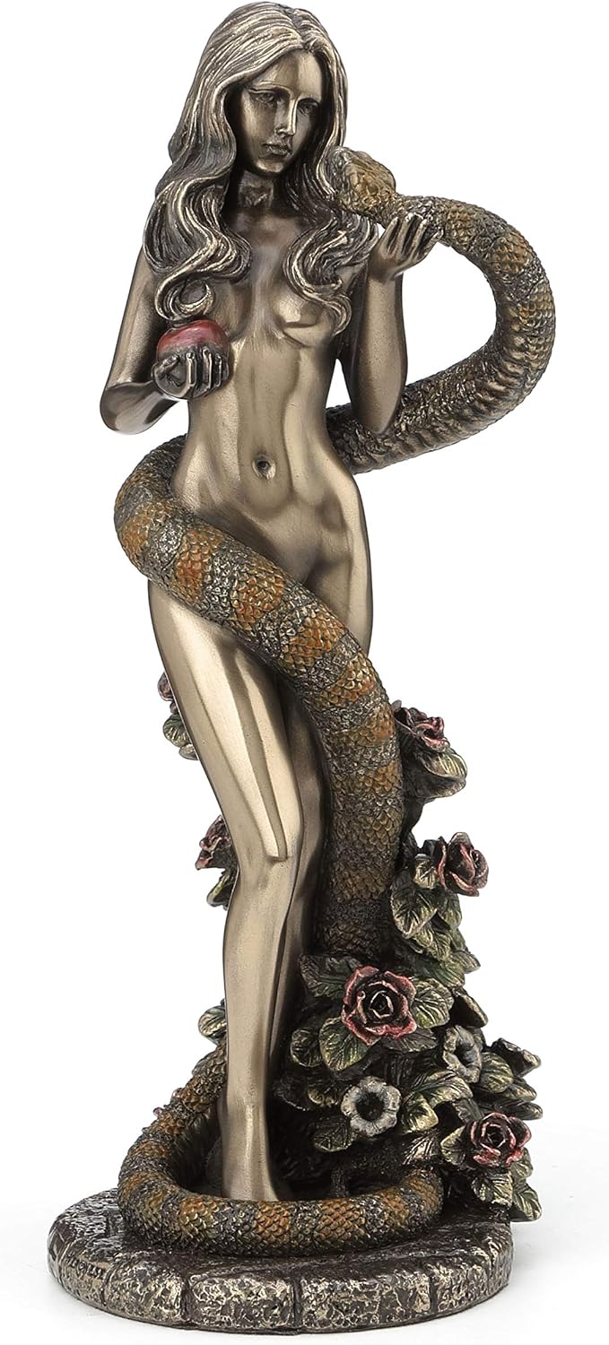 Veronese Design Original Sin by James Ryman Eve Holding Apple with Coiling Serpent Statue