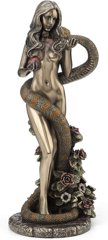 Veronese Design Original Sin by James Ryman Eve Holding Apple with Coiling Serpent Statue