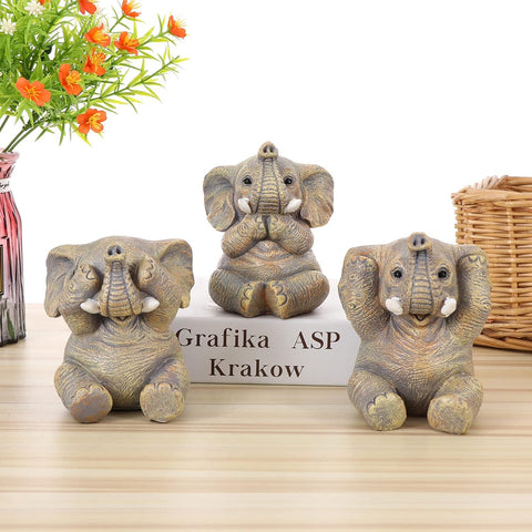 Cute Elephant Statue Home Décor Good Luck Elephant Carries Three Calves on Its Back Figurines Décor for Shelf Good Gifts for Women Decoration for Living Room, Bedroom, Office