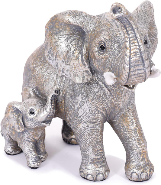 Cute Elephant Statue Home Décor Good Luck Elephant Carries Three Calves on Its Back Figurines Décor for Shelf Good Gifts for Women Decoration for Living Room, Bedroom, Office 1304