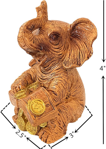 Feng Shui Trunk Up Lucky Elephant Statue Figurine Home Office Decor for Wealth (Money)