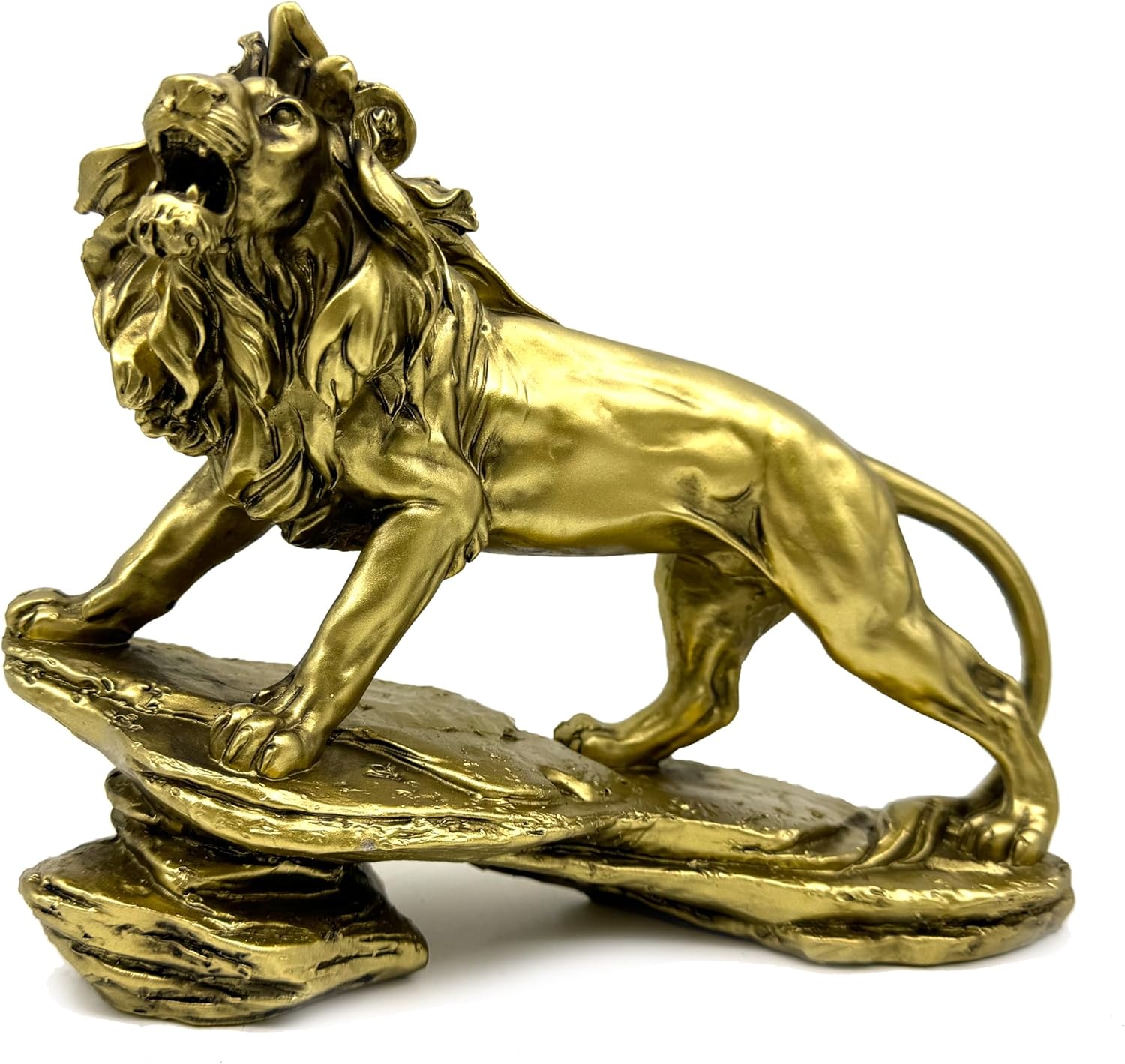 Strong Lion Statue Figurine Sculpture Resin Collectible Gifts for Lion Lover Office Home Decor Desk Accessories Decoration Garden Figurines Outdoor Decor Gold